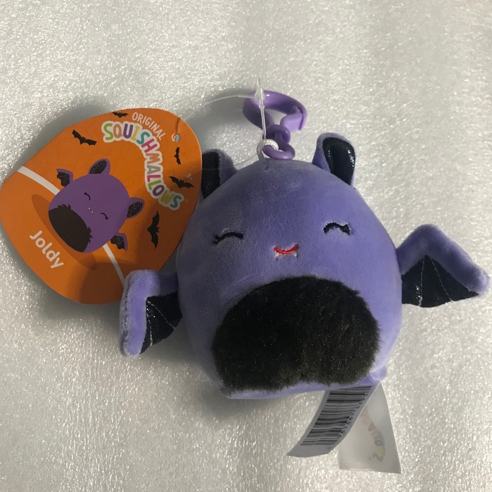 Original Squishmallows Joldy the Purple Black Vampire Bat 3.5” Plush Clip